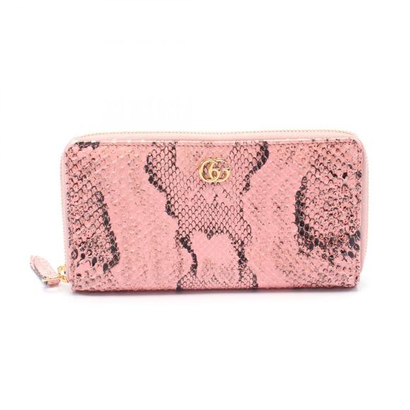 Gucci Long Exotic Wallet Pink GG Leather Marmont Black - Picture 1 of 6